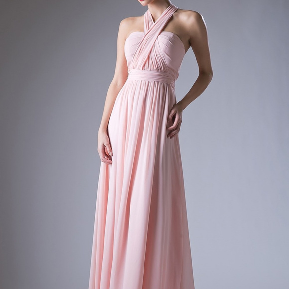 Sleeveless A-Line Open Back Blush Dress CDCF055 - Picture 1 of 2